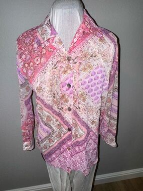 Vintage Pink Paisley Print Blouse